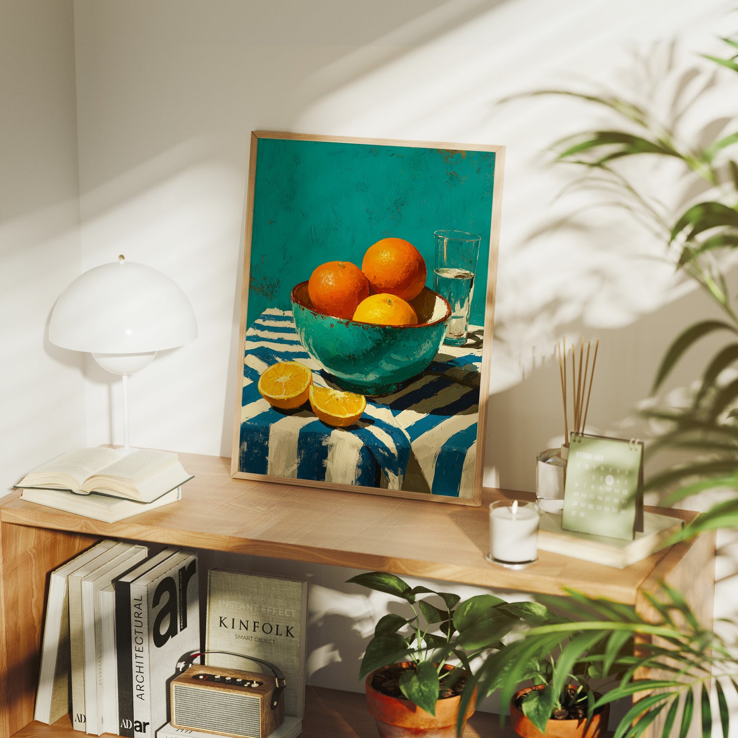 Oranges on Blue Stripes