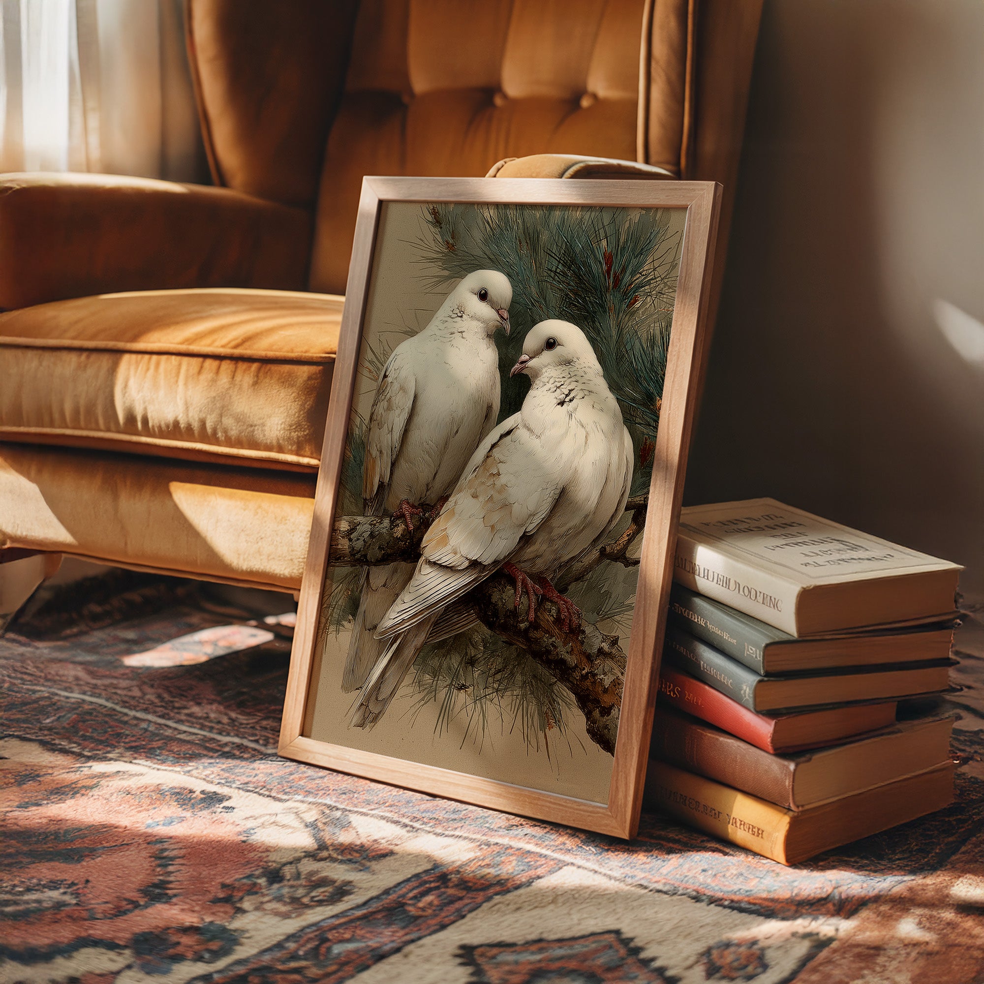 Two White Doves at Rest