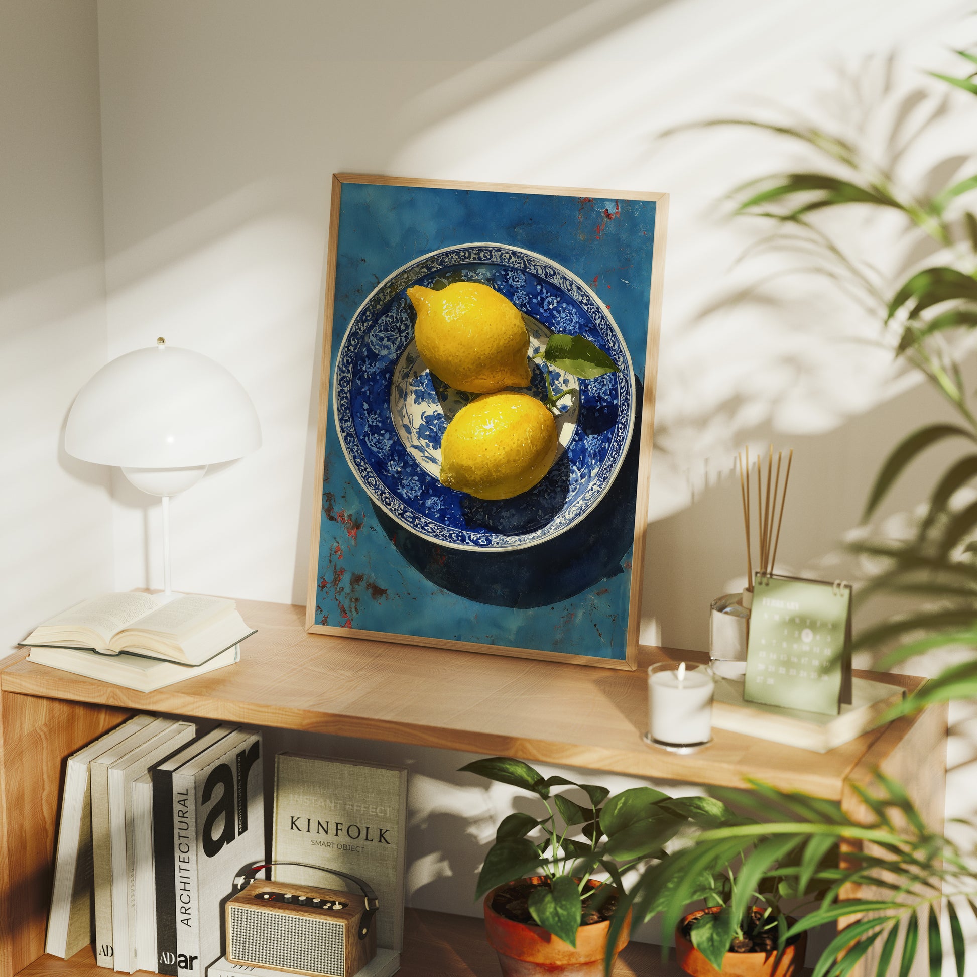 Lemons on Indigo Porcelain