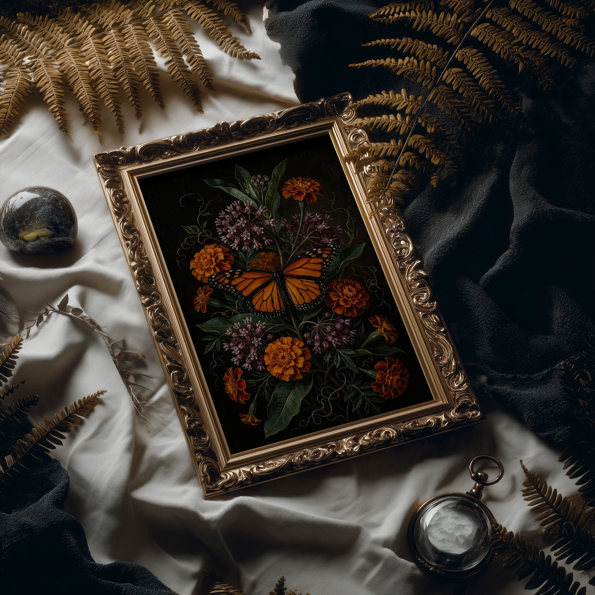 Monarch Among Marigolds: Dutch Master Study