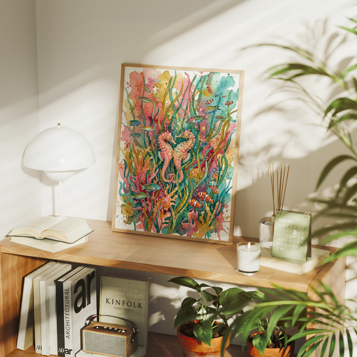 Seagrass Sweethearts: Watercolor Seahorse Duo