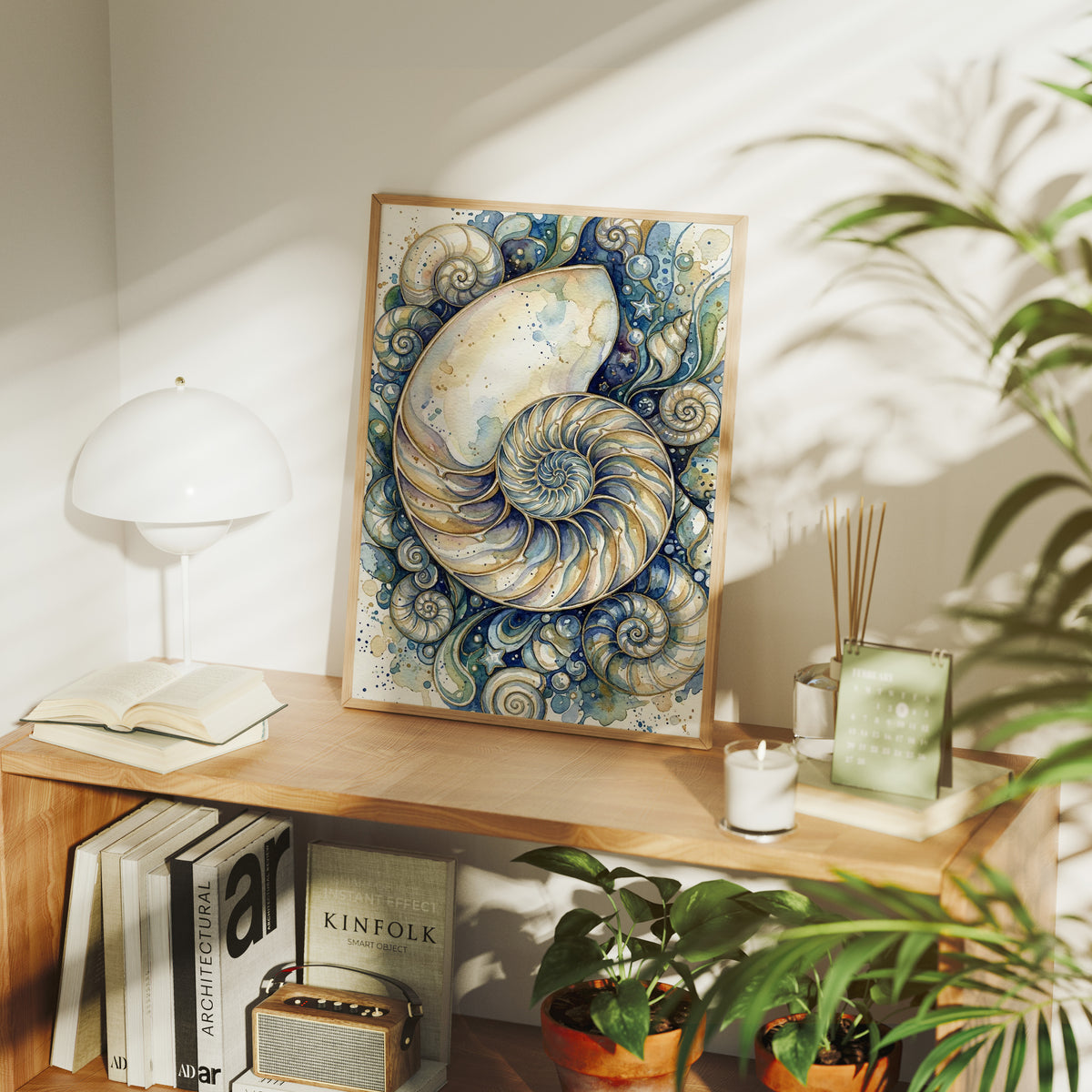 Nautilus Spiral: Watercolor Shell Study