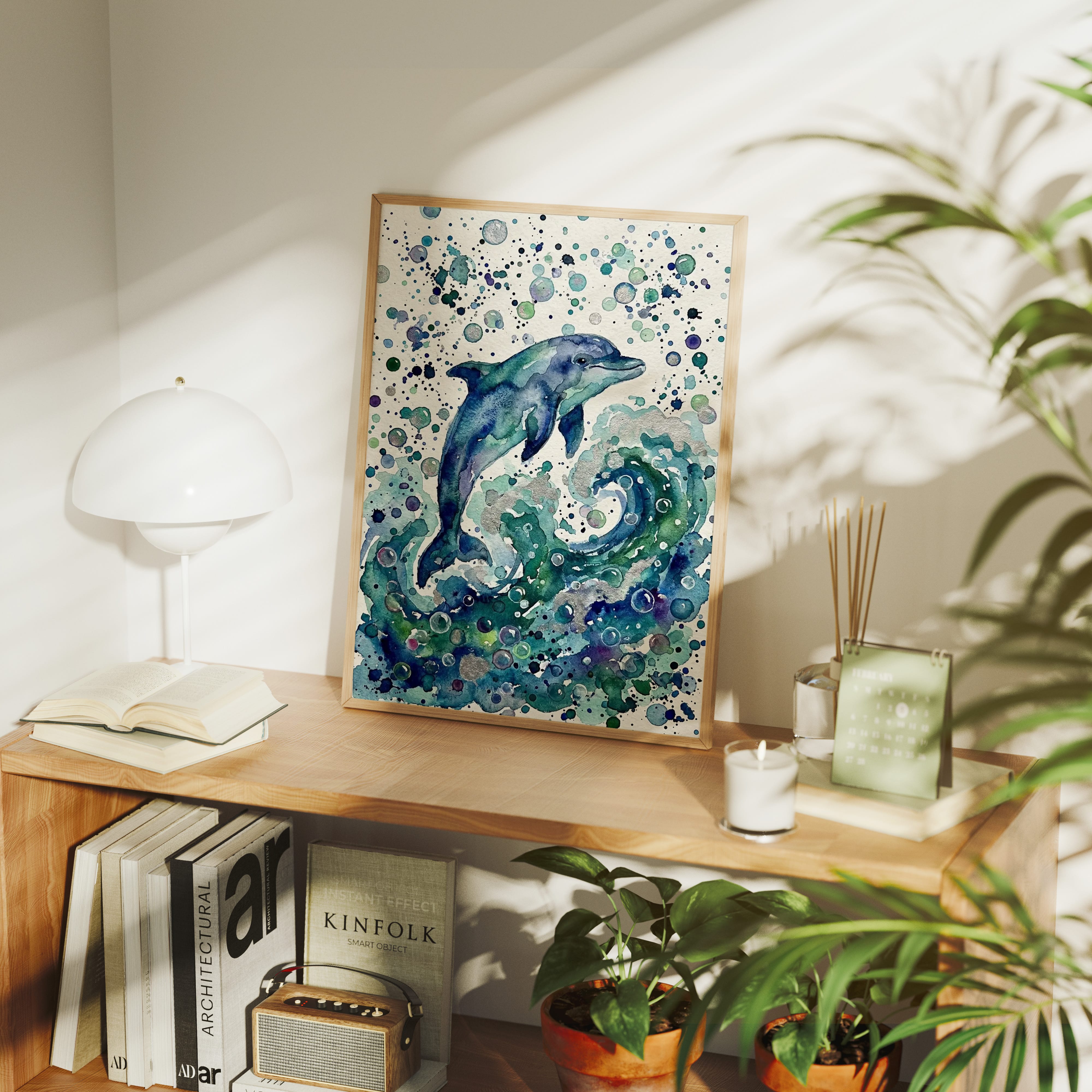 Breaking Free: Watercolor Leaping Dolphin