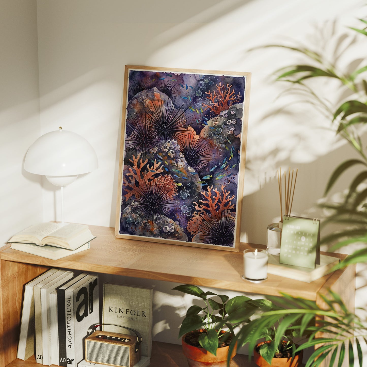 Spined Sentinels: Watercolor Sea Urchin Reef