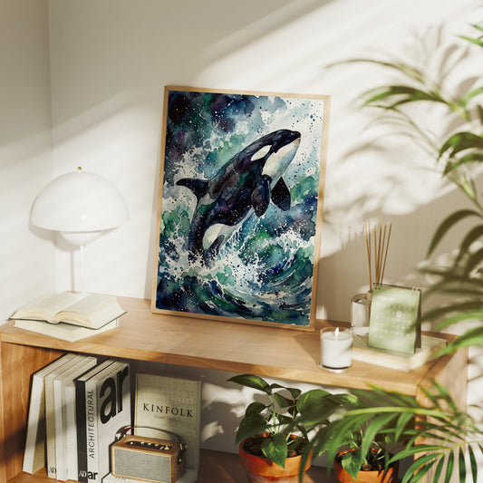 Breach: Watercolor Orca Study