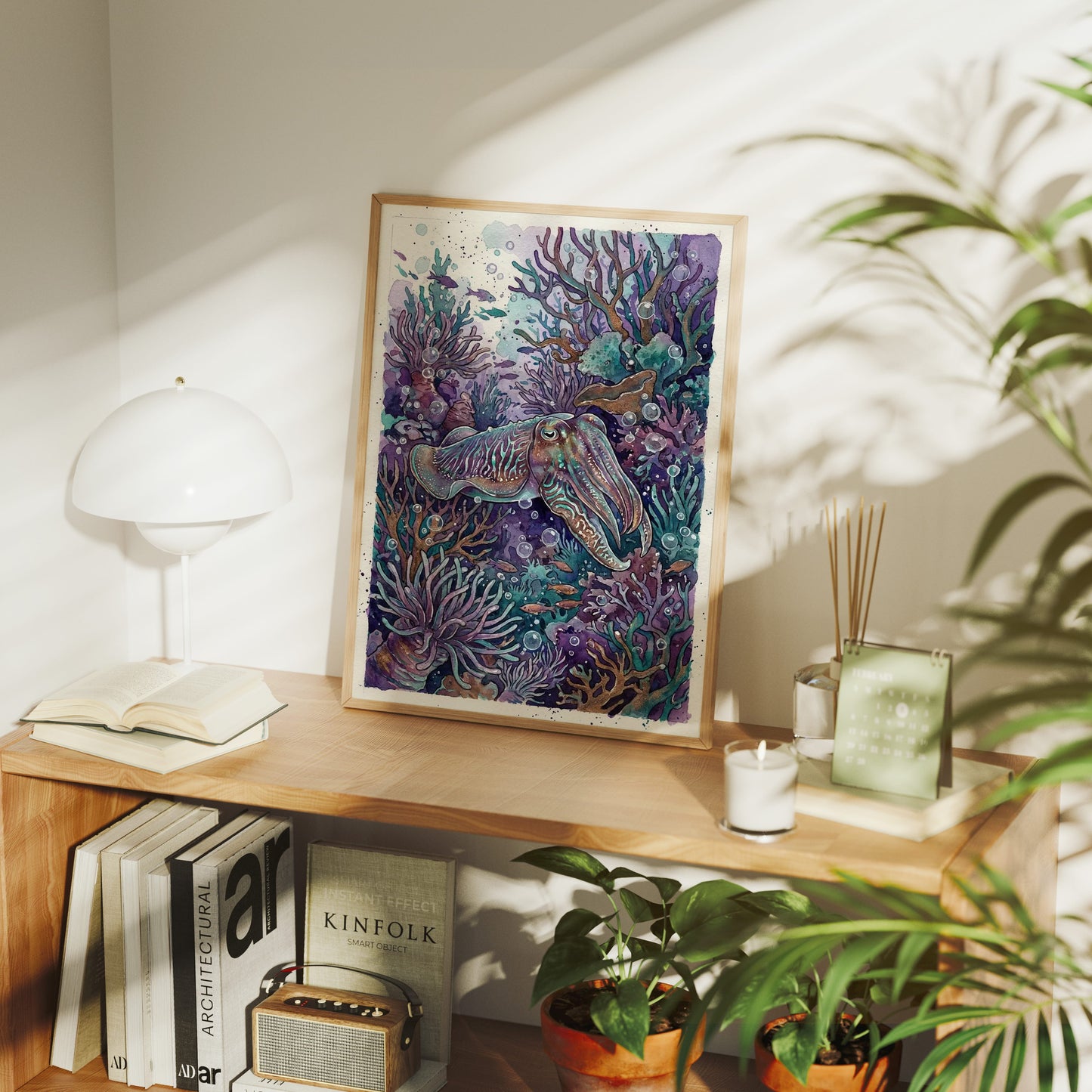 Iridescent Camouflage: Watercolor Cuttlefish Study