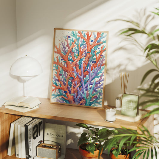 Branching Reef: Watercolor Staghorn Coral Study
