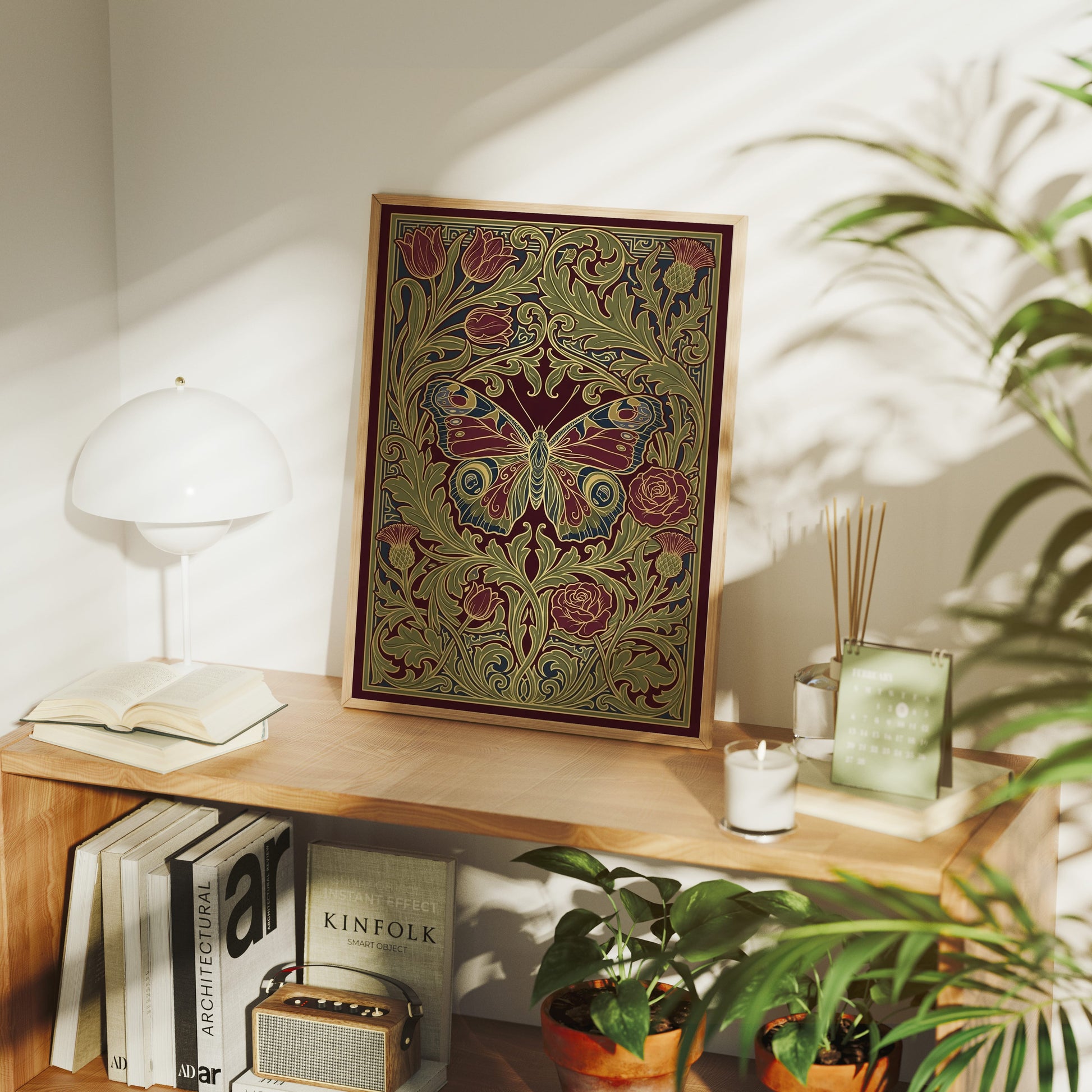 Peacock Butterfly Tapestry: Art Nouveau Pattern Study