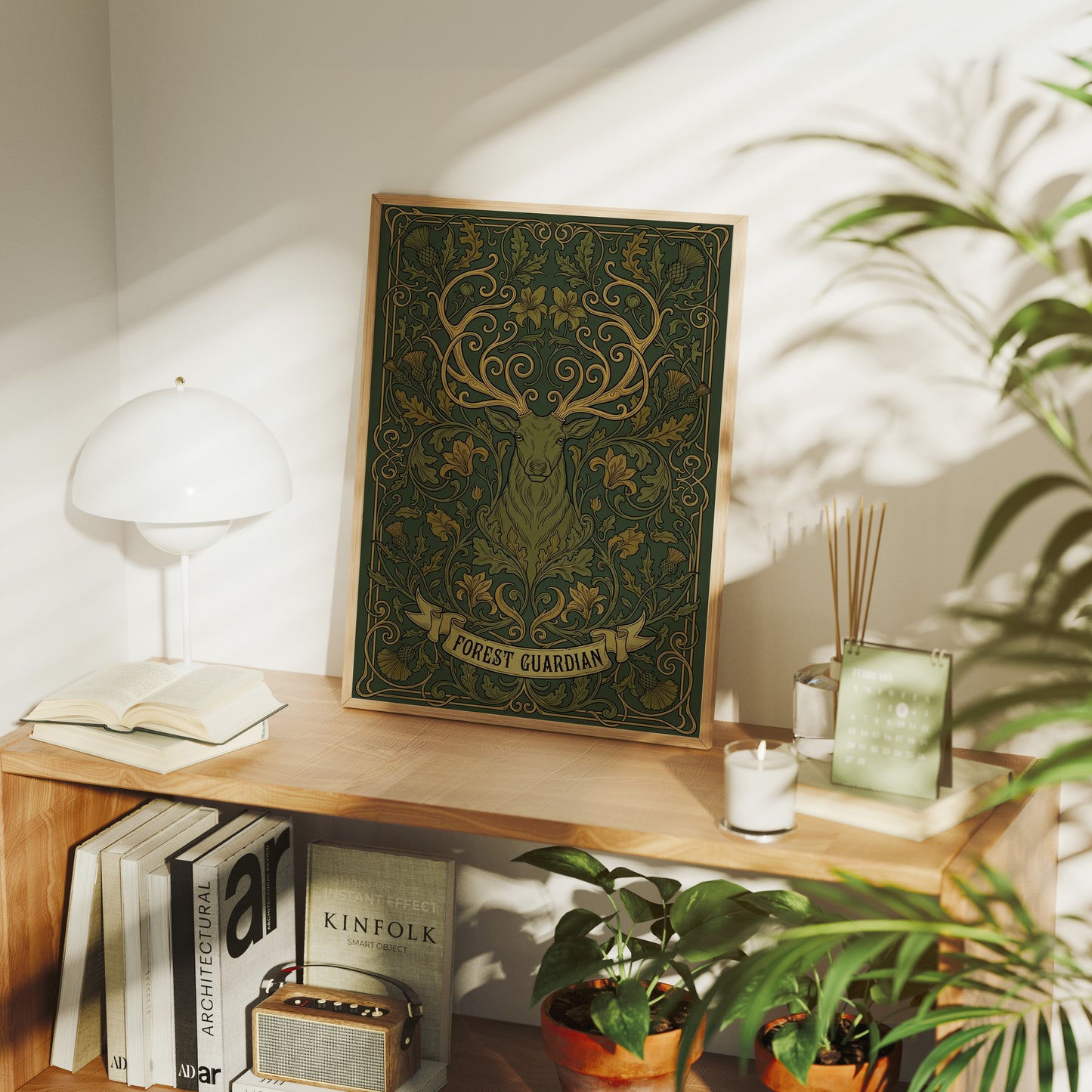 Forest Guardian: Art Nouveau Stag Pattern