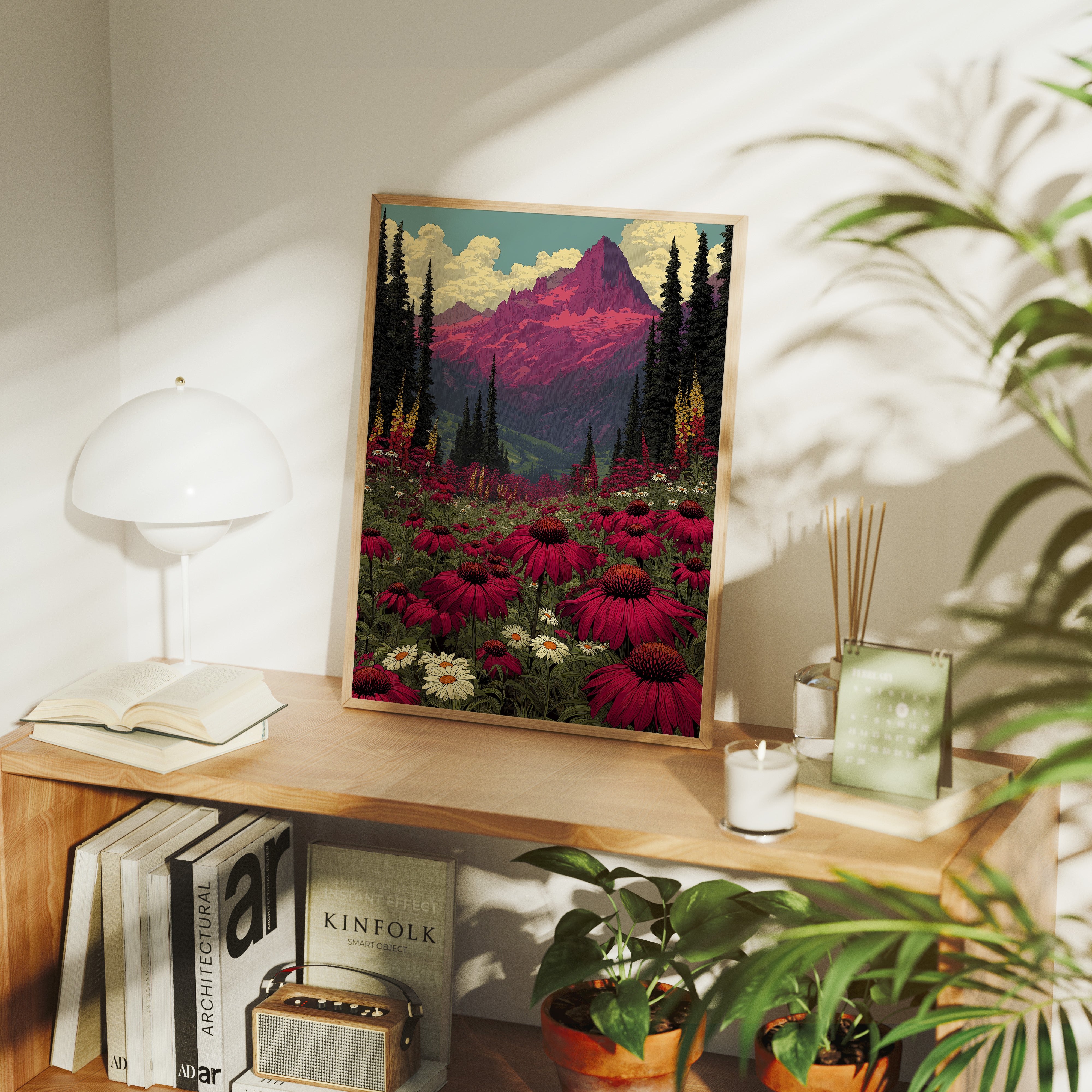 Alpenglow Meadow: Retro National Park Poster