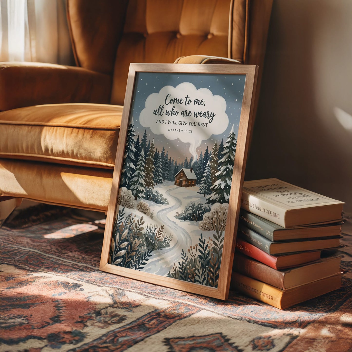 Come to Me, All Who Are Weary: Snowy Forest Cabin