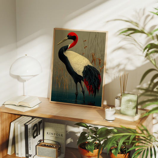 Crane in the Marsh Reeds