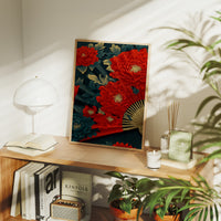 Peonies on a Painted Fan