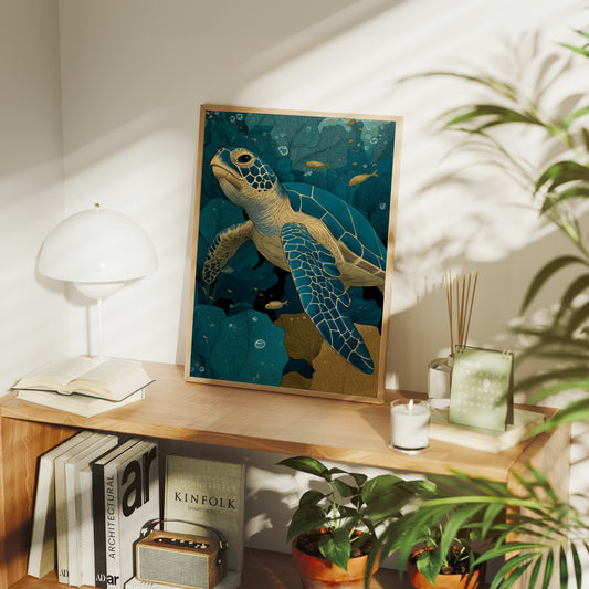 Sea Turtle Through the Reef