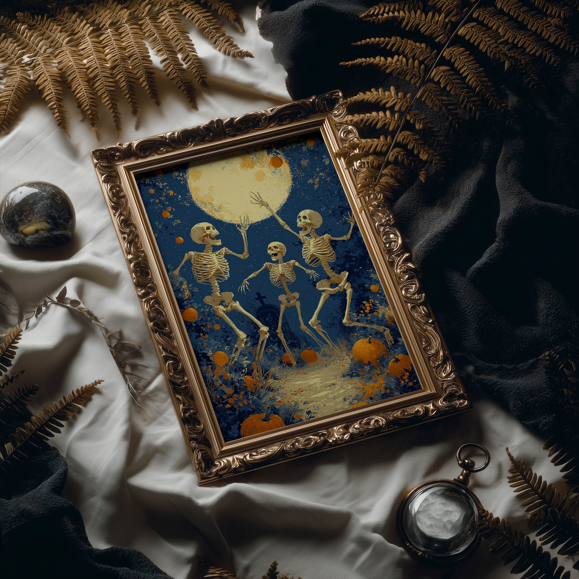 Skeletons Dance Beneath the Harvest Moon