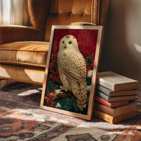 Snowy Owl in Winter Red