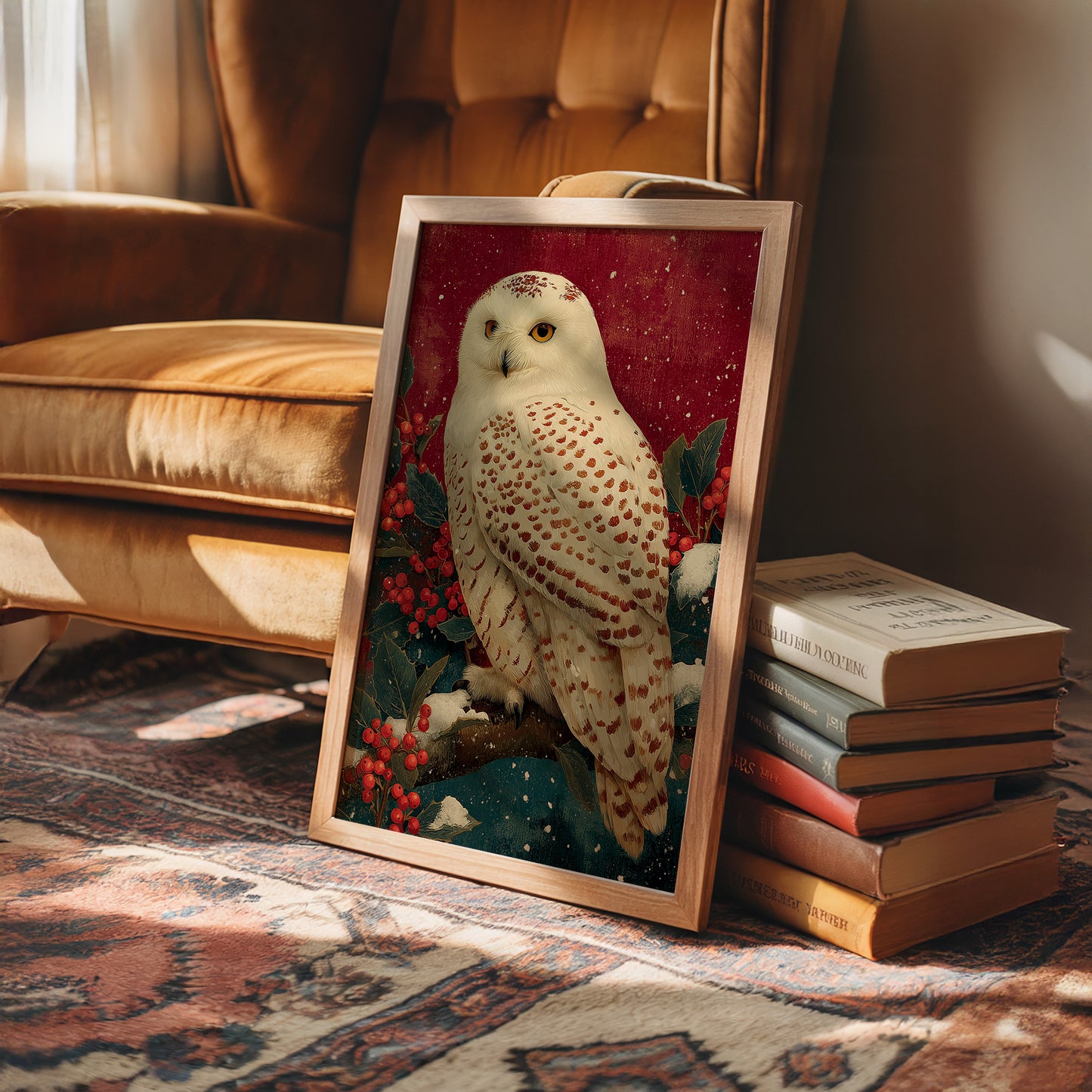 Snowy Owl in Winter Red