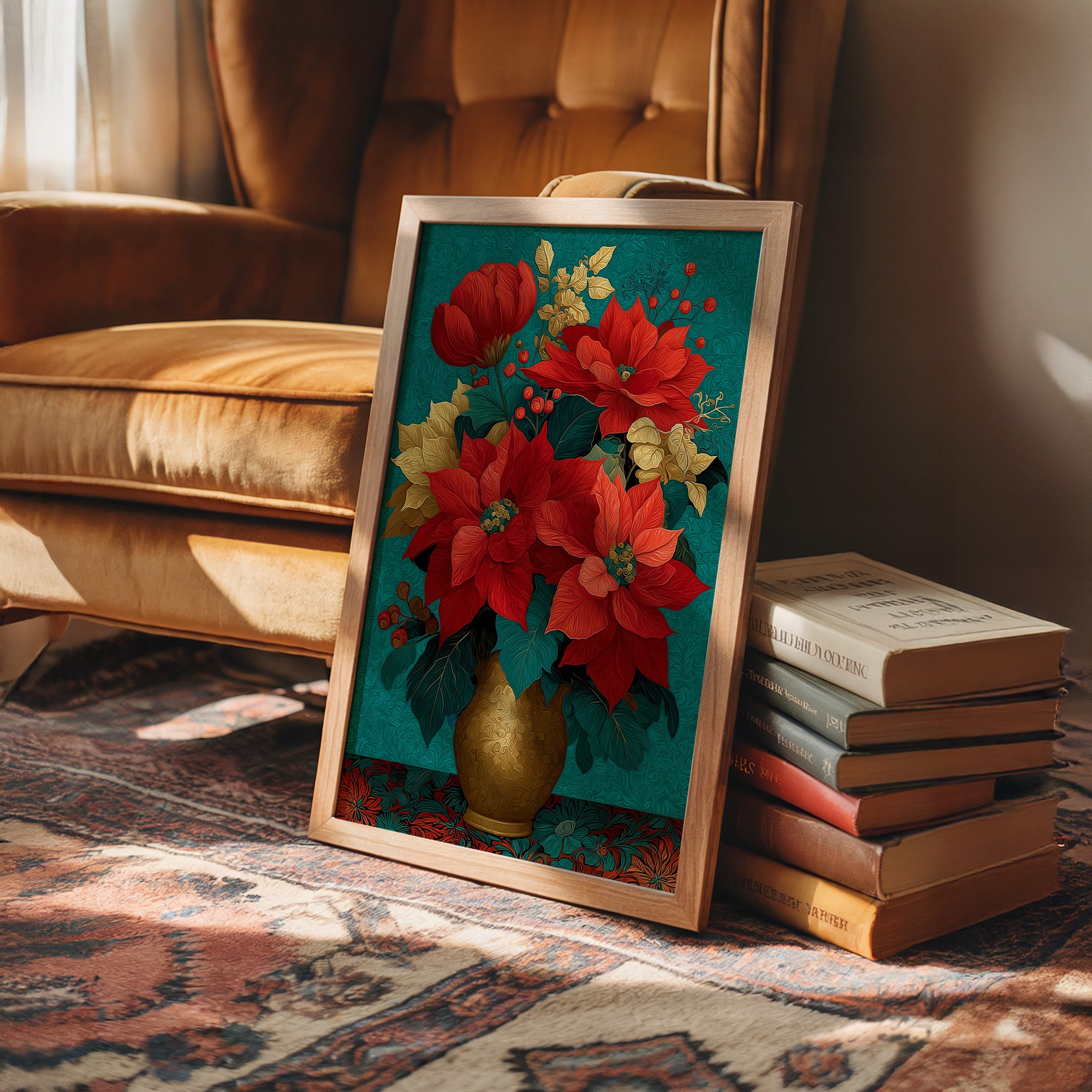 Poinsettias in Gold