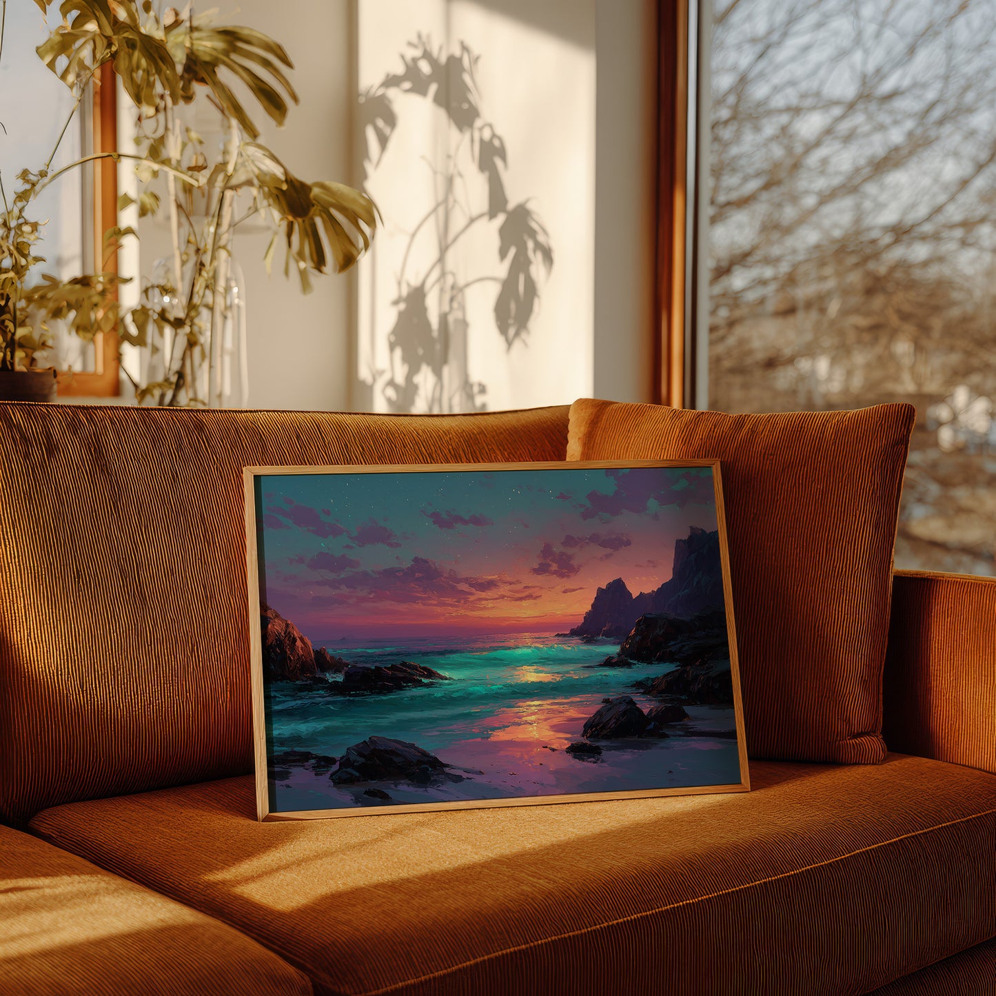 Neon Dusk on the Shore