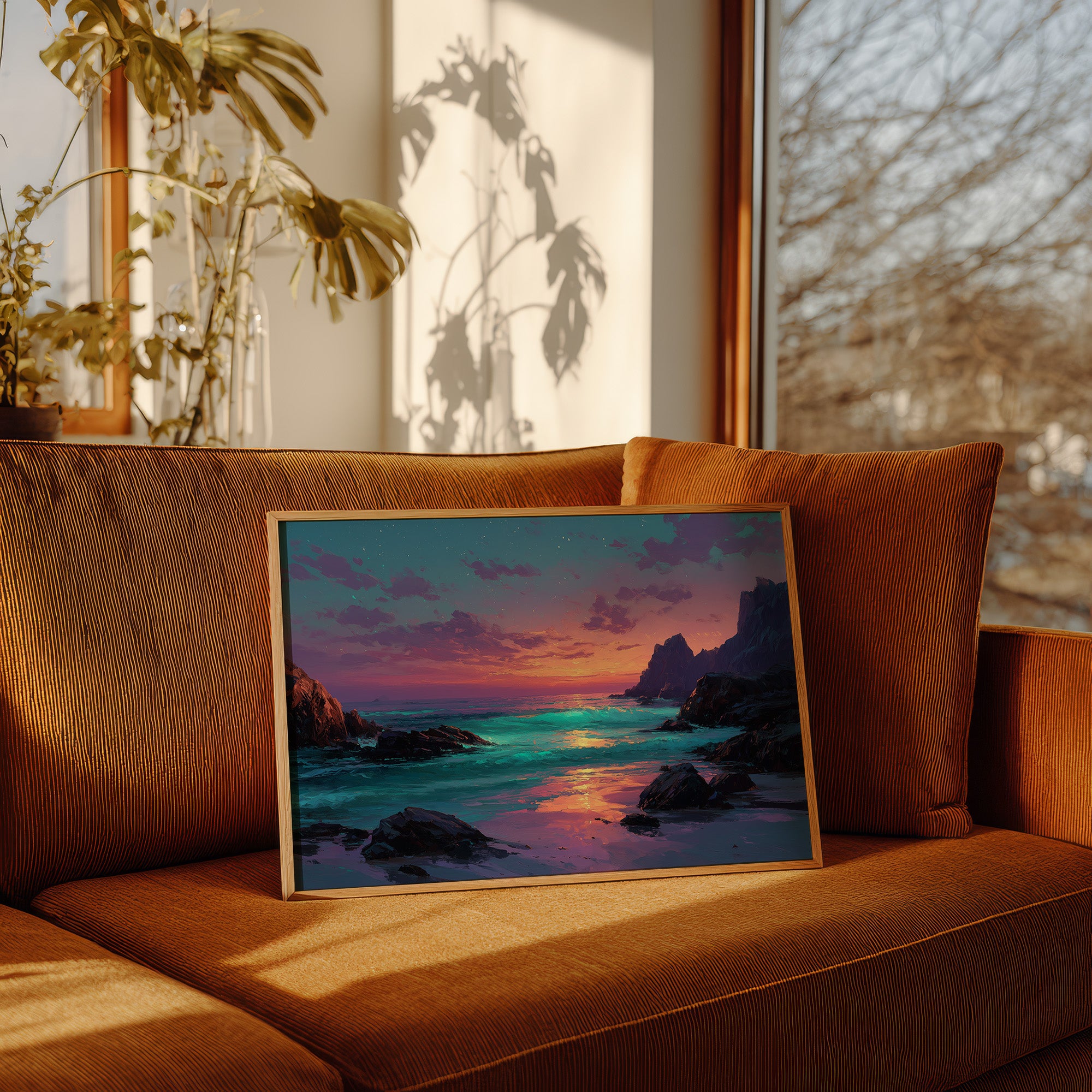 Neon Dusk on the Shore