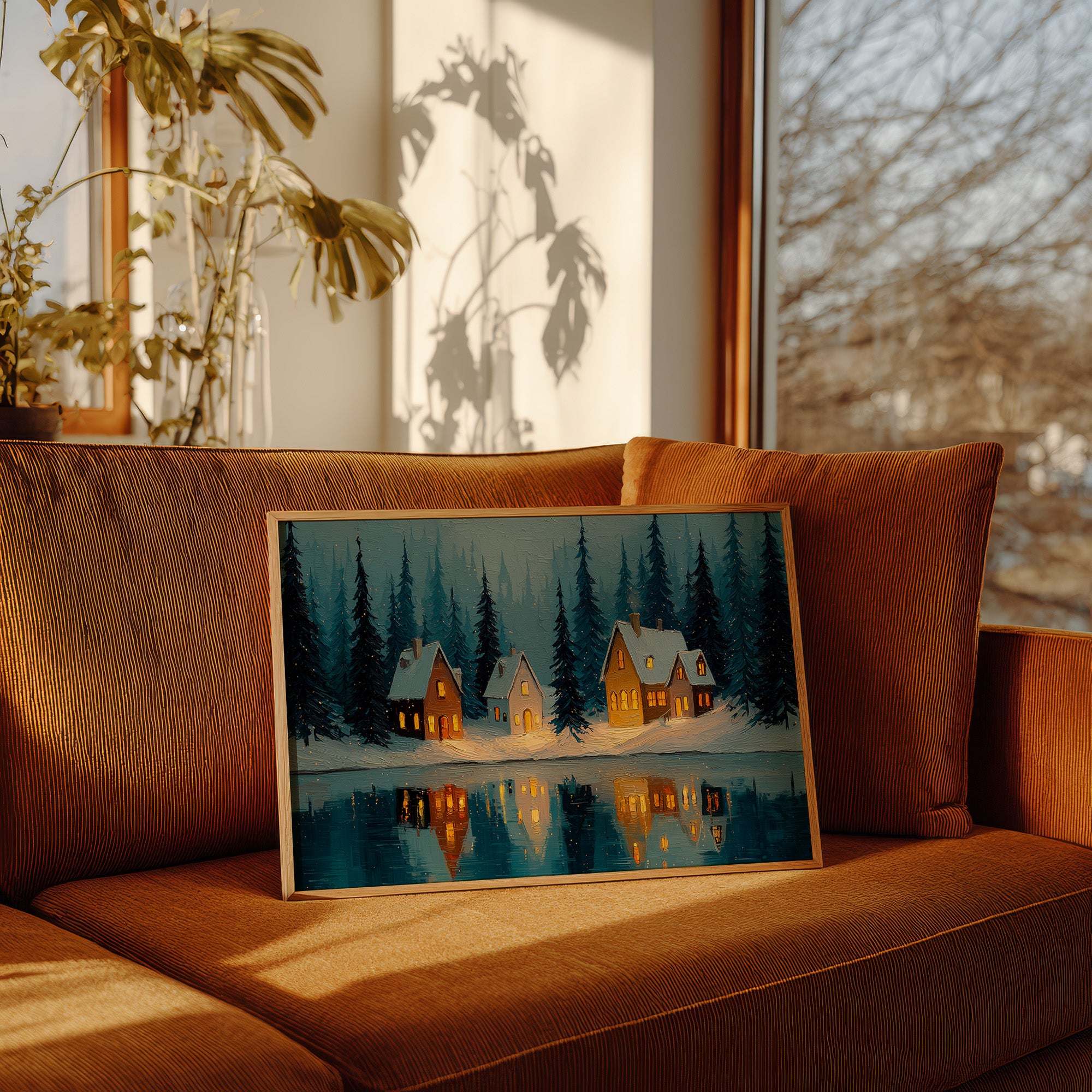 Cabins by the Winter Lake