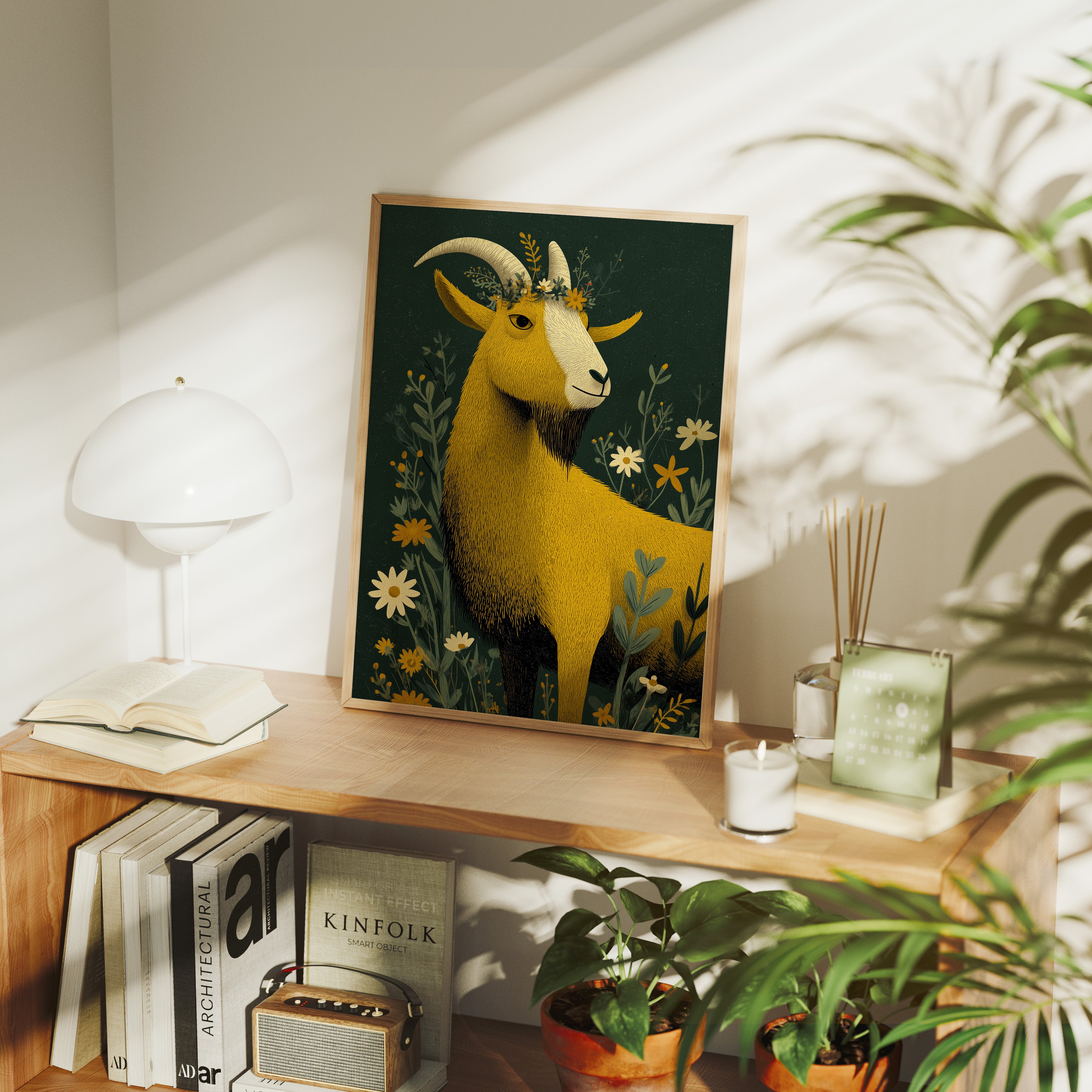 Goat Crowned in Wildflowers