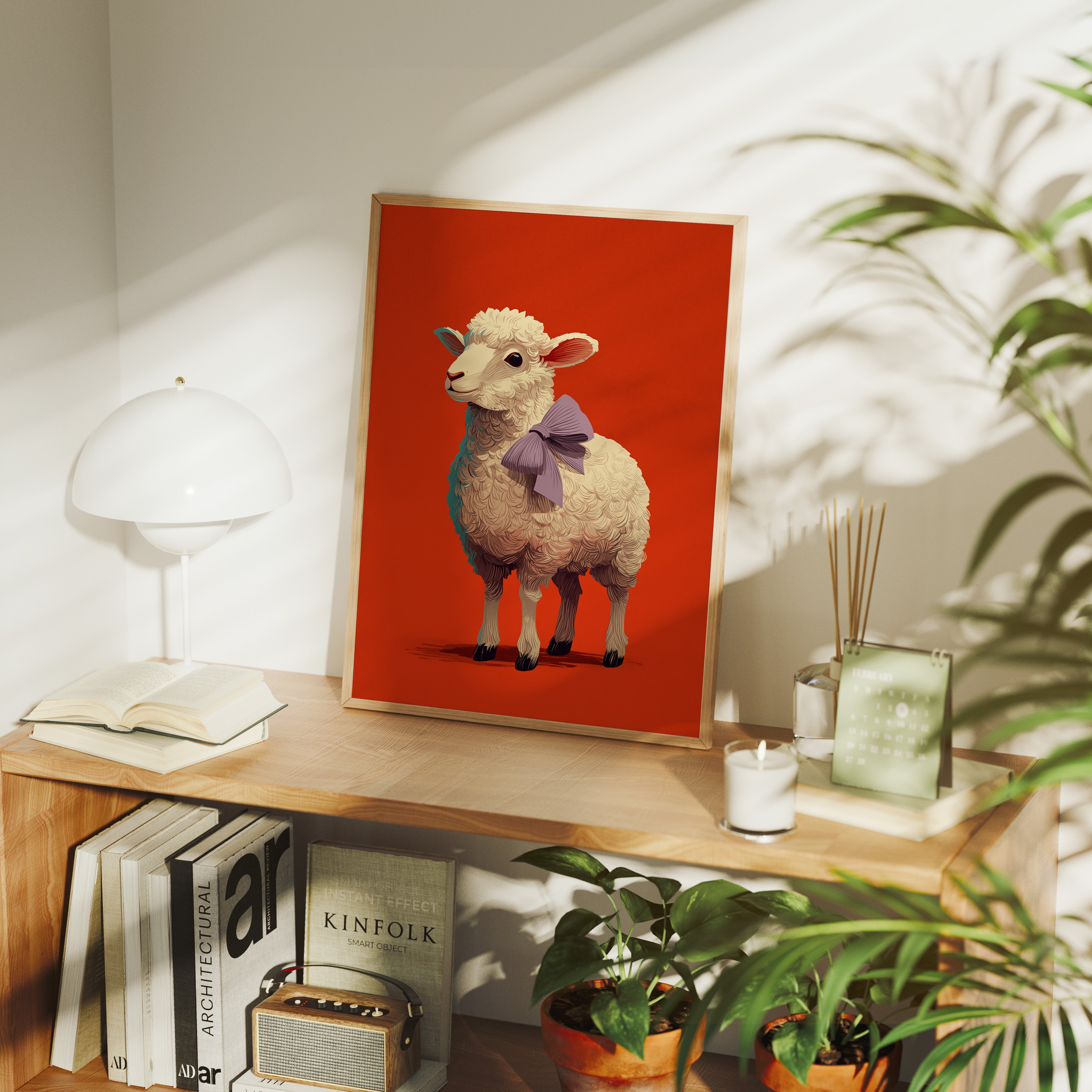 Sheep with a Lavender Bow