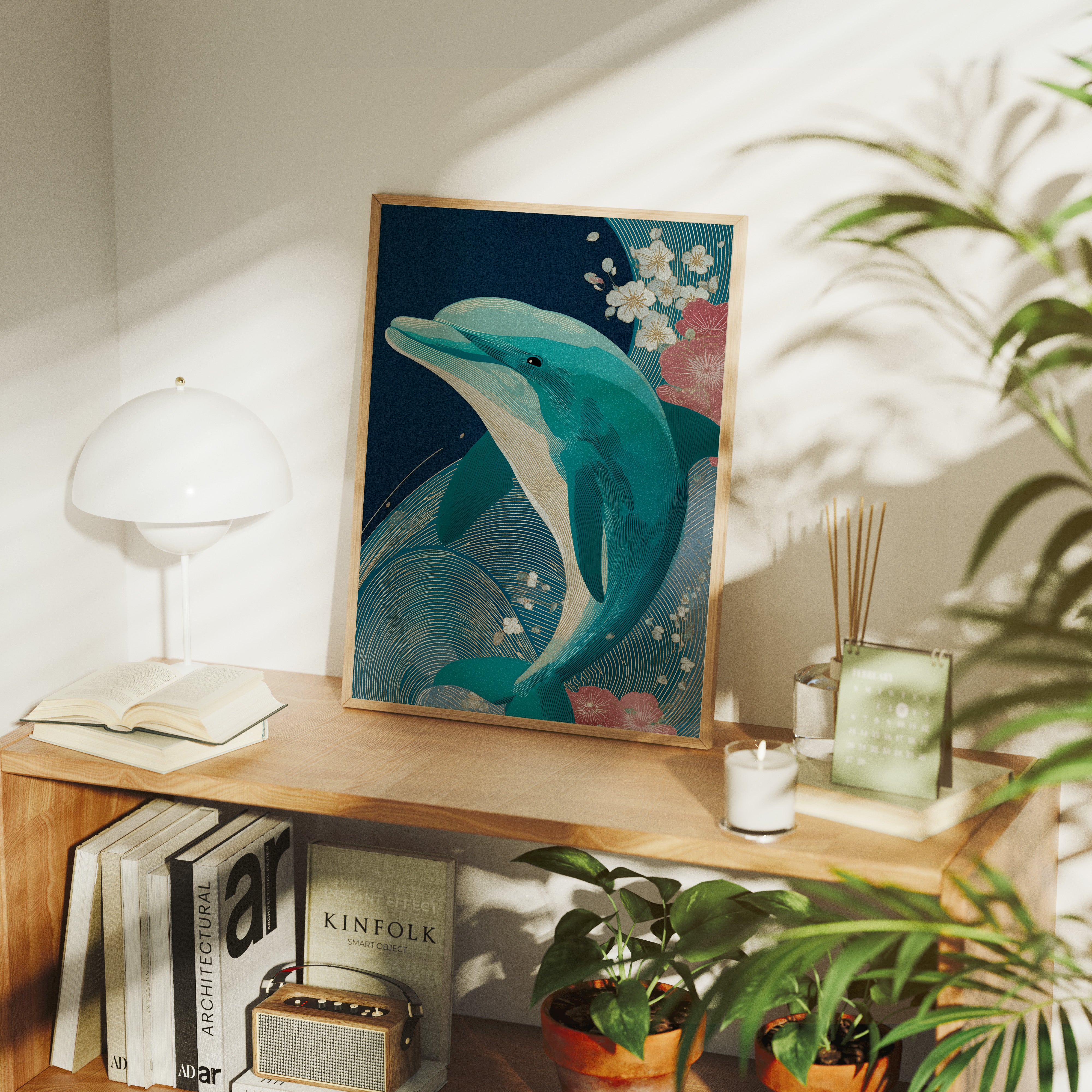 Dolphin Among Cherry Blooms