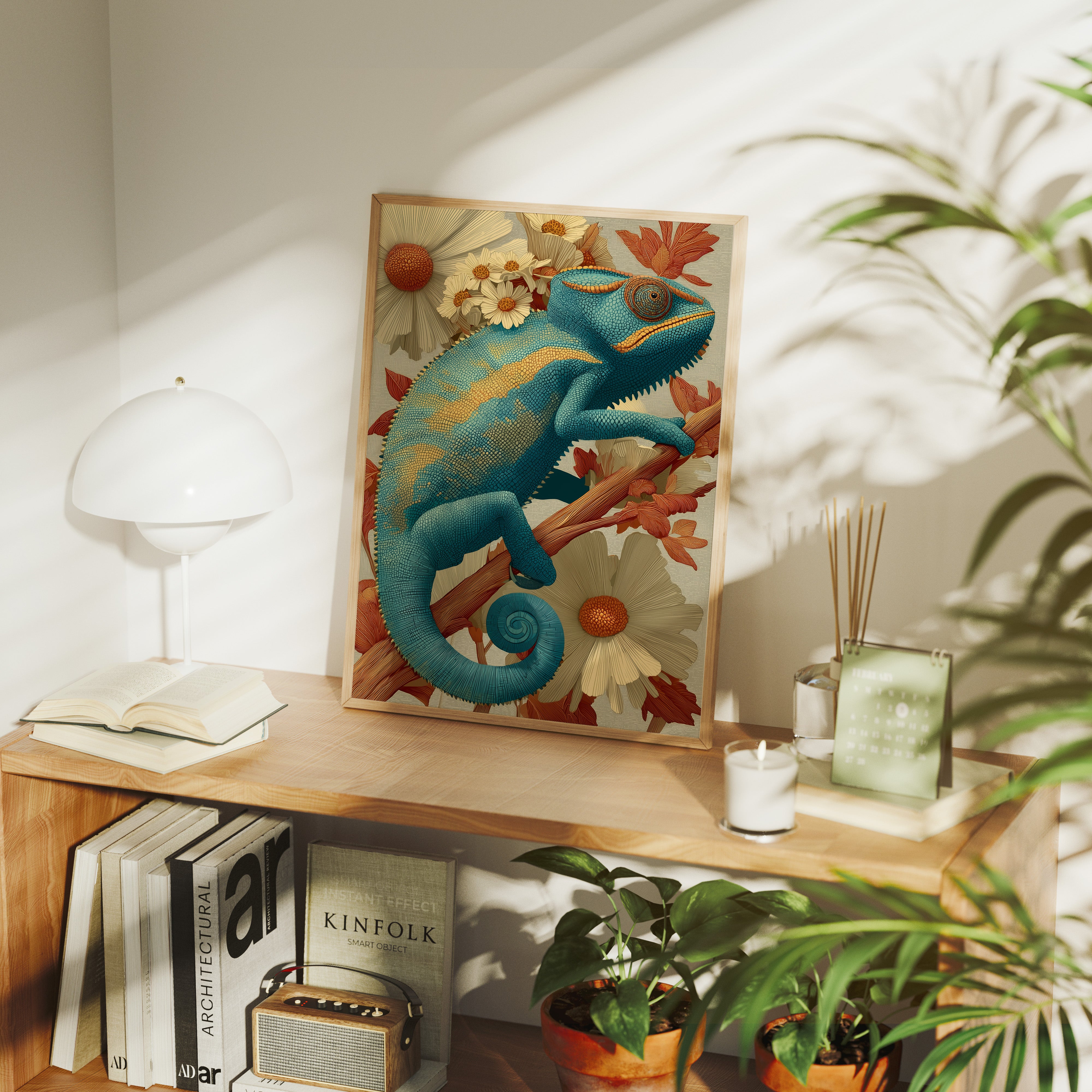 Chameleon, Vintage Botanical Study