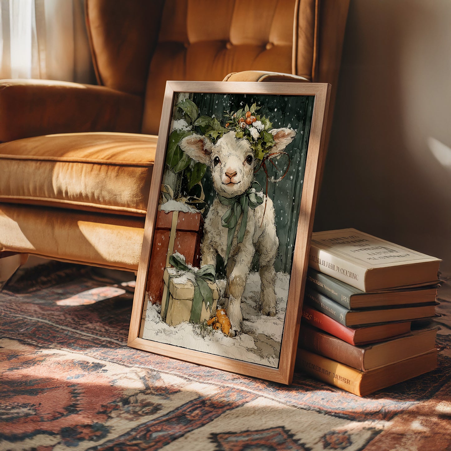 Lamb with Gifts, Winter Wreath