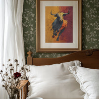 Longhorn Charging, Gold and Wine