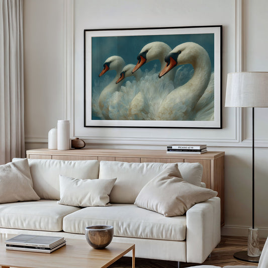 A Gathering of Swans in Teal