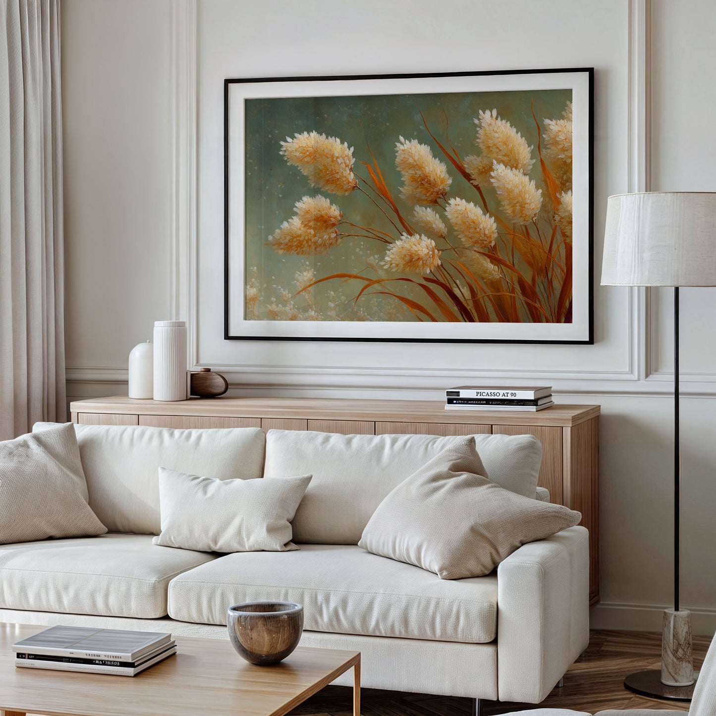 Pampas Plumes Against Sage Sky
