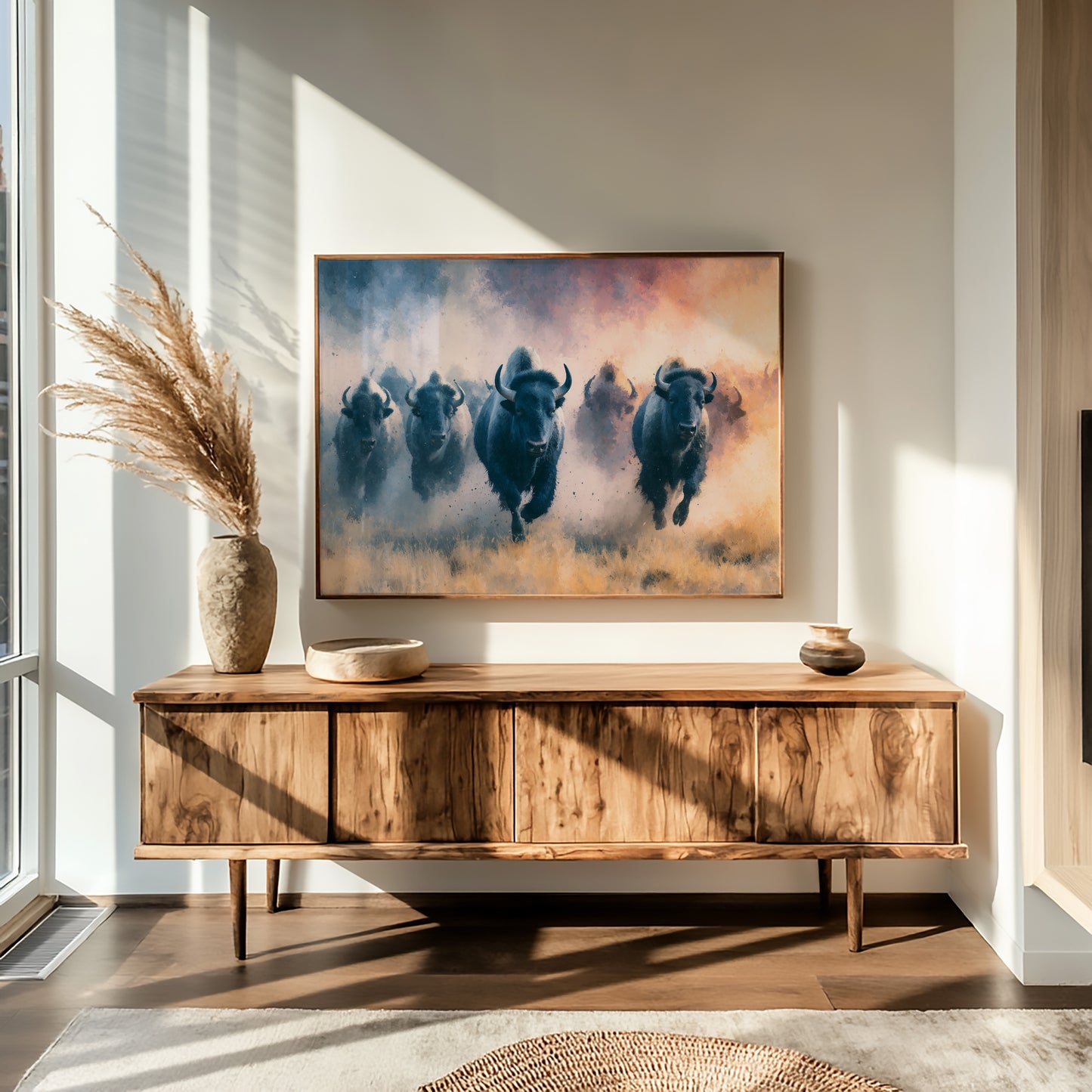 Bison Stampede Through Golden Dust