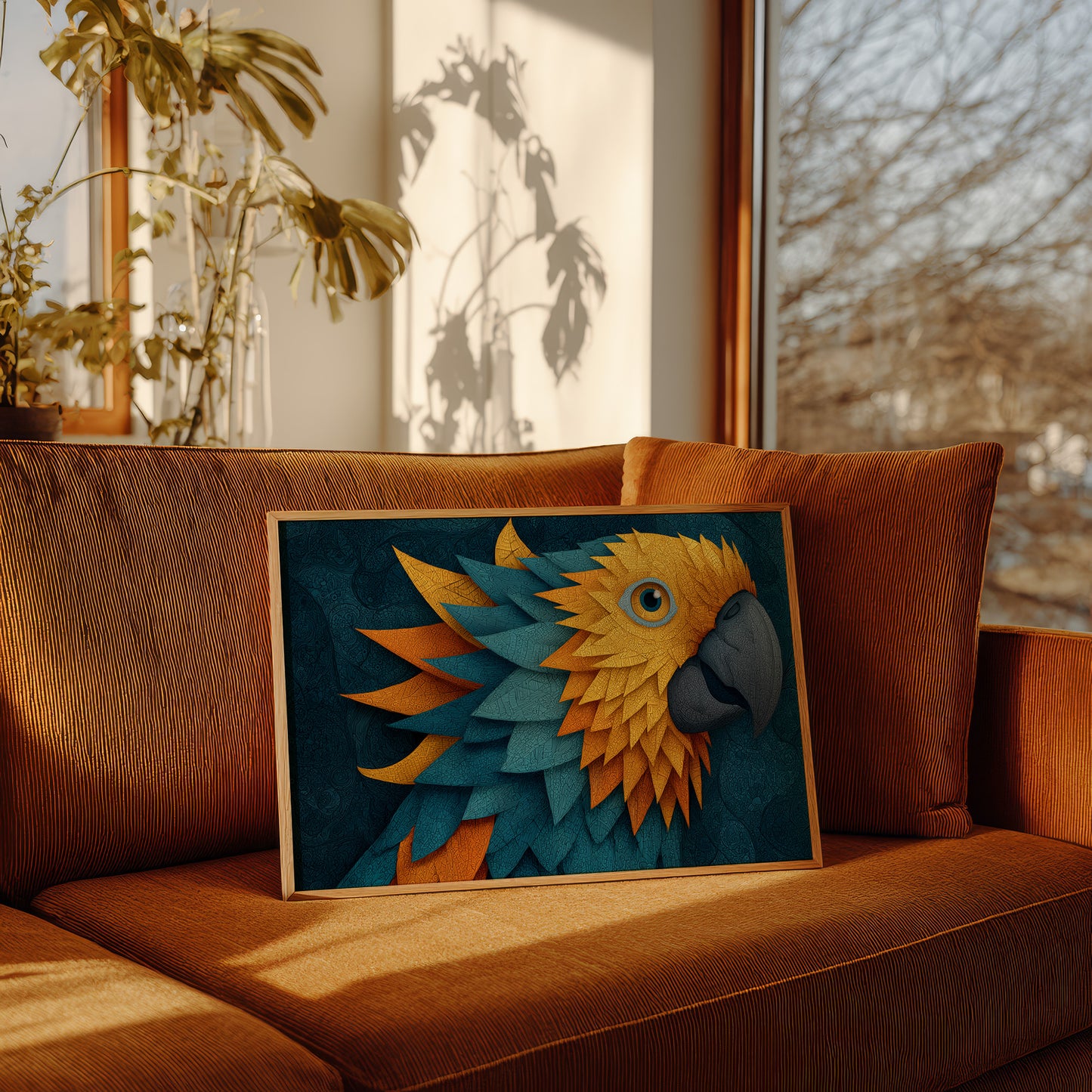 Macaw in Golden Feather Mosaic