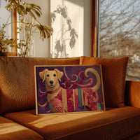 Golden Puppy in Patchwork Ribbons