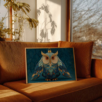 Ornament Owl in Blue and Gold