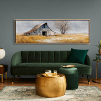Weathered Barn Beneath Gray Skies