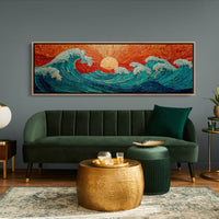 Crimson Sun Over Tiled Tides