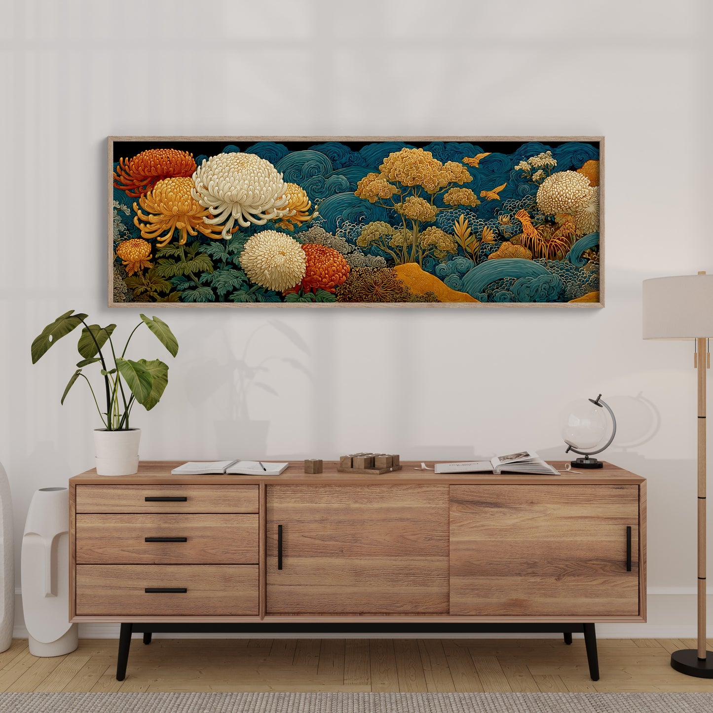 Golden Chrysanthemums In Indigo Tide