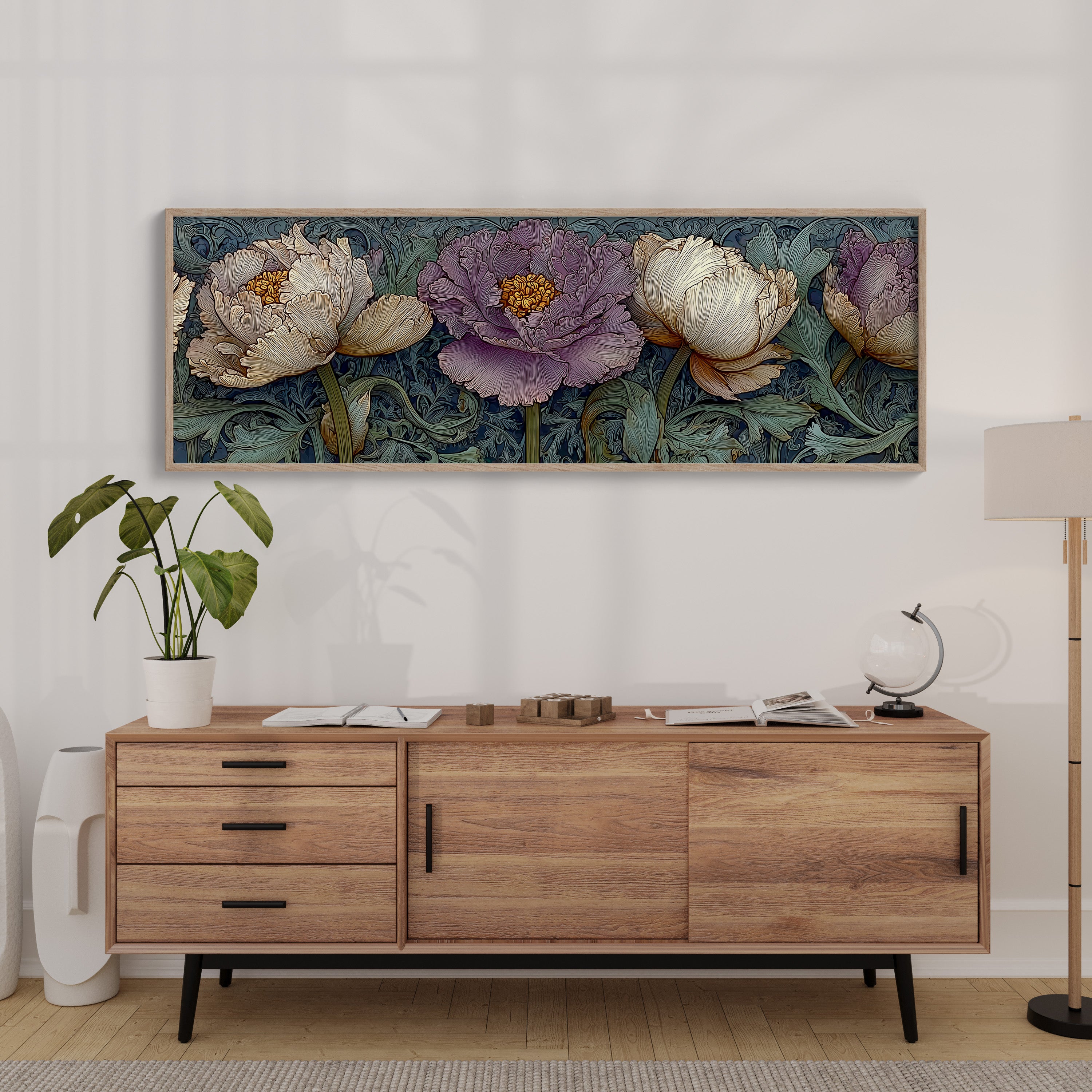 Victorian Peonies In Midnight Garden