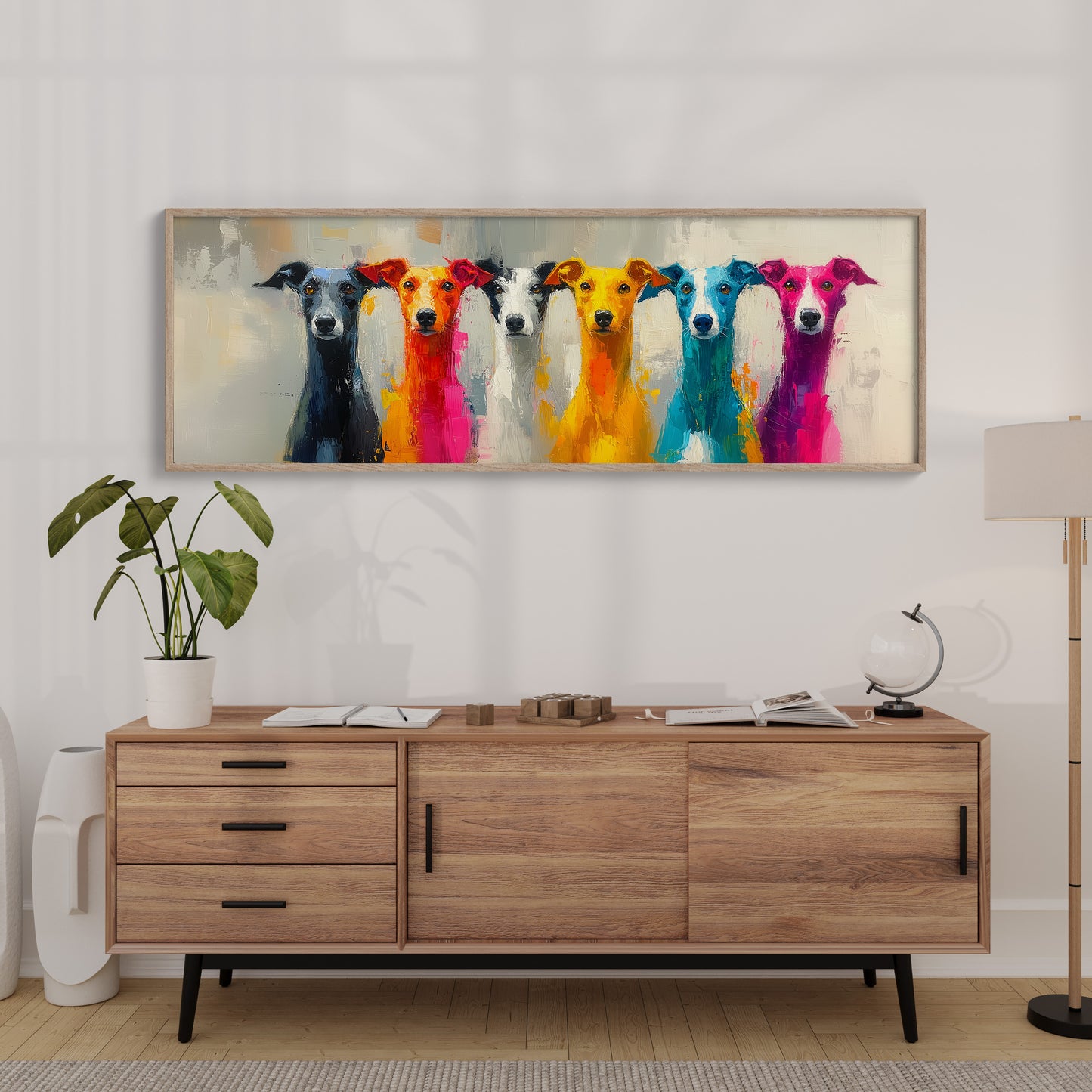 Colorful Greyhounds In Modern Pop Style