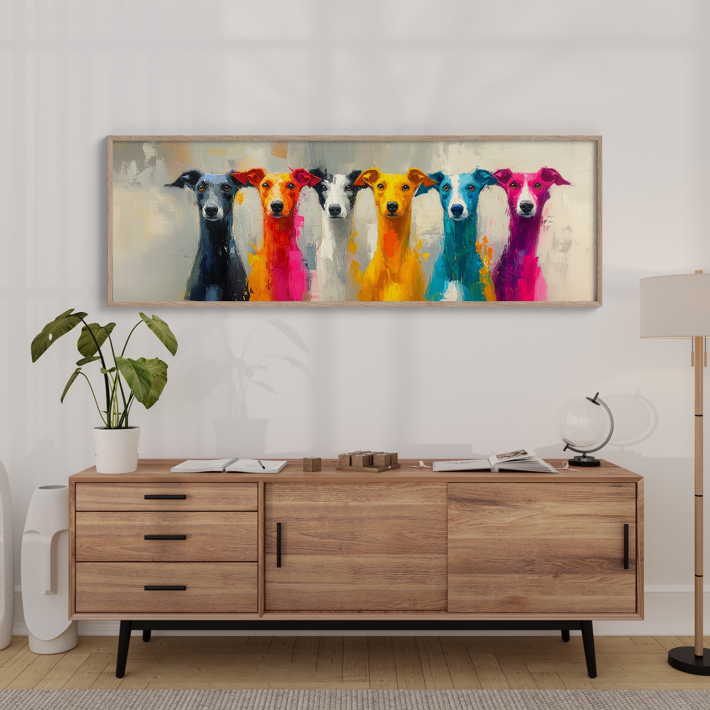 Colorful Greyhounds In Modern Pop Style