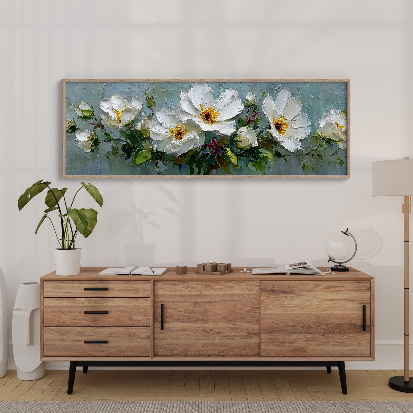White Garden Blossoms In Soft Relief
