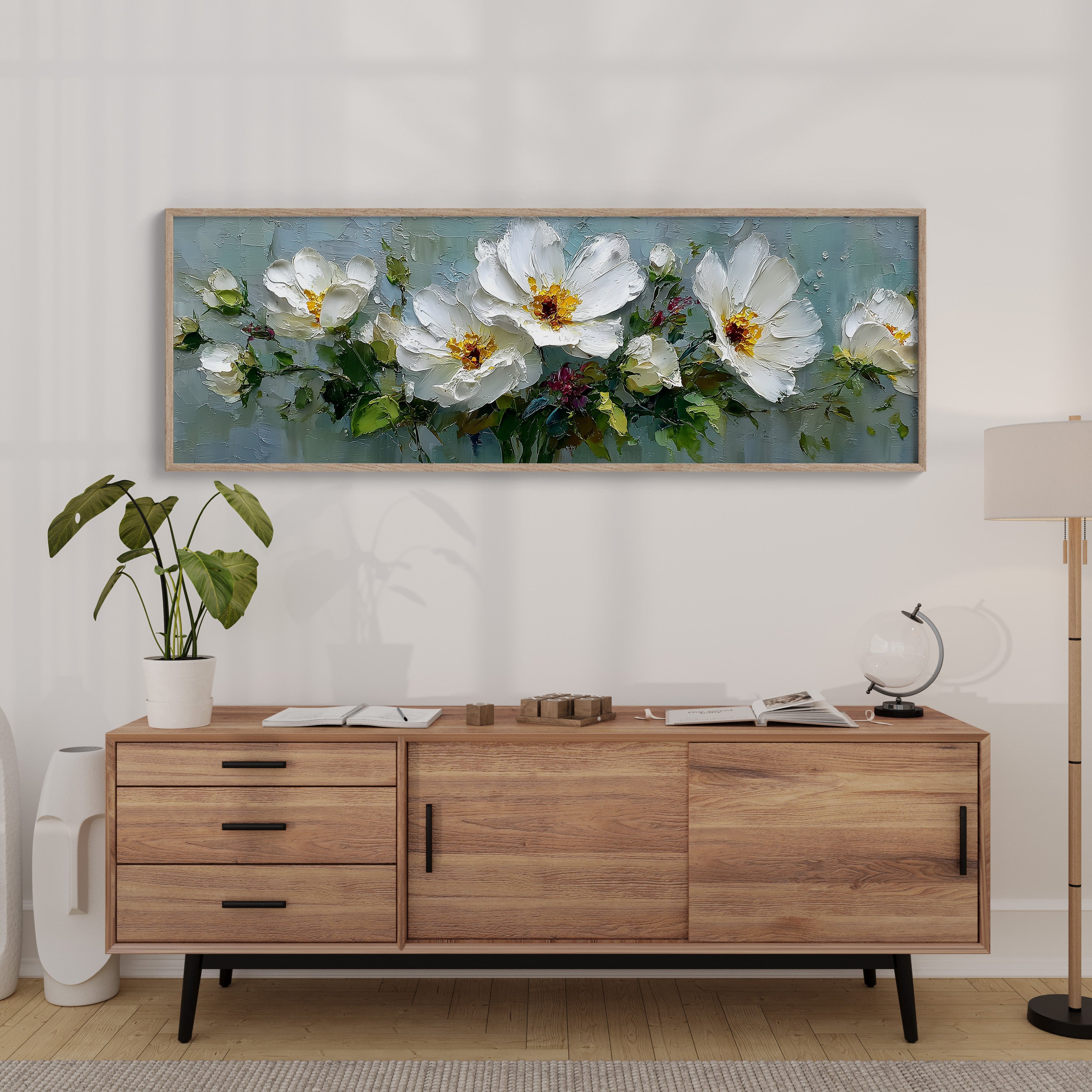 White Garden Blossoms In Soft Relief