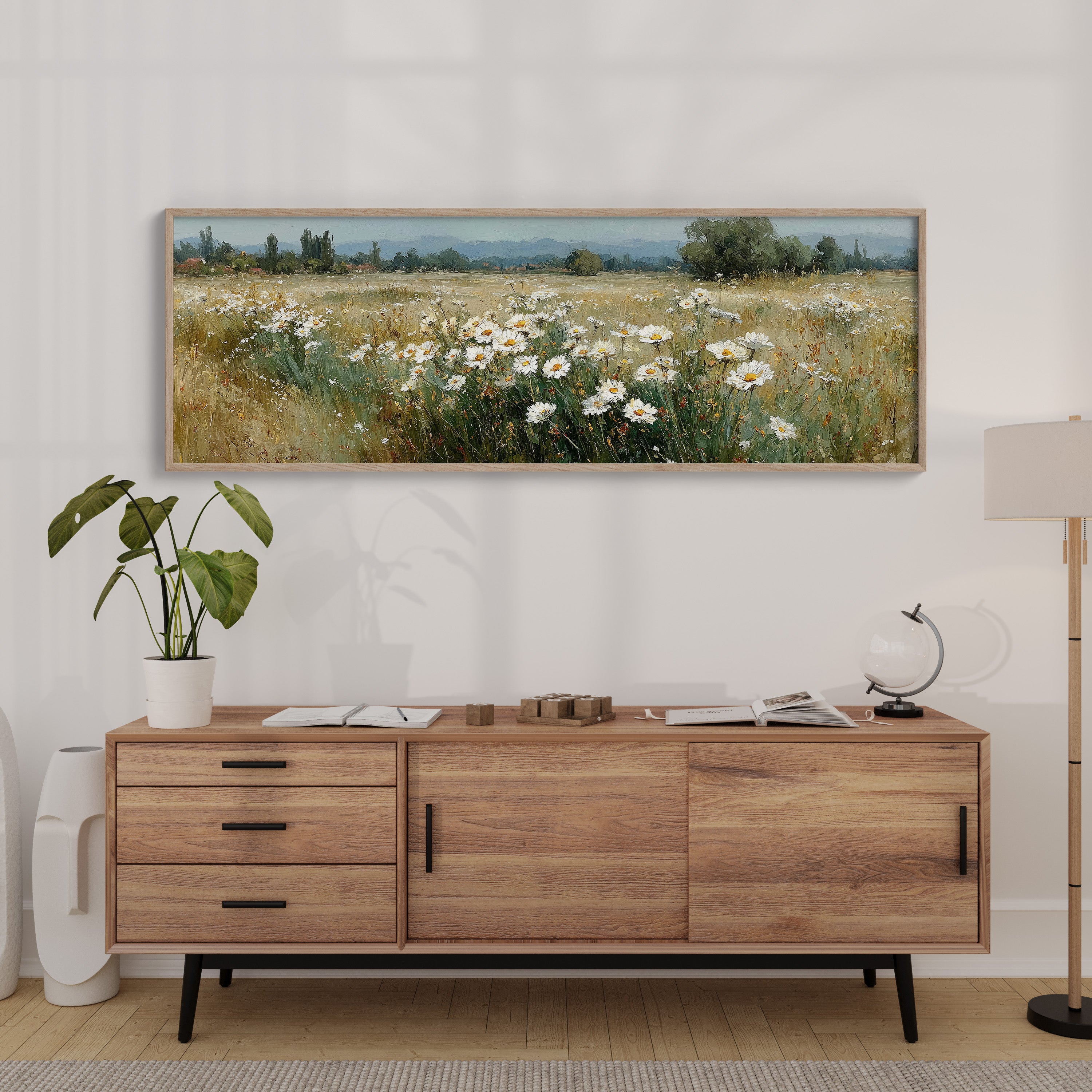 Wild Daisies Across Golden Meadow