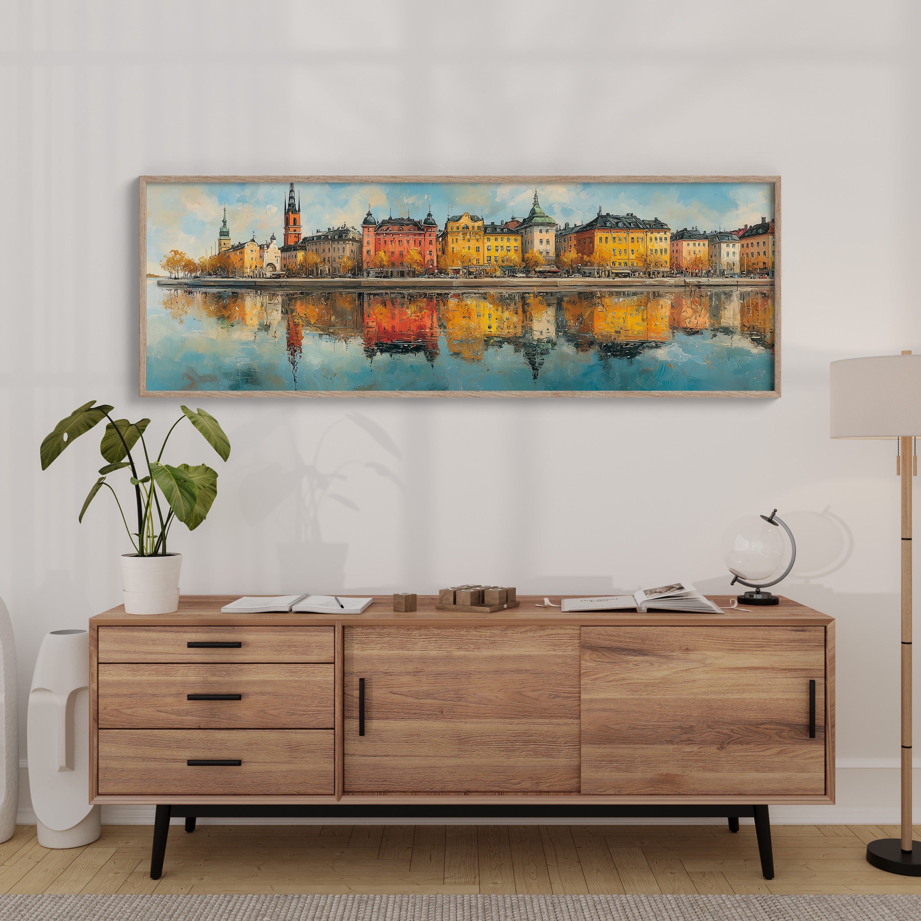 Colorful European Waterfront Reflections
