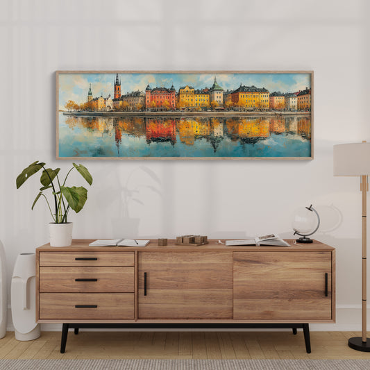Colorful European Waterfront Reflections
