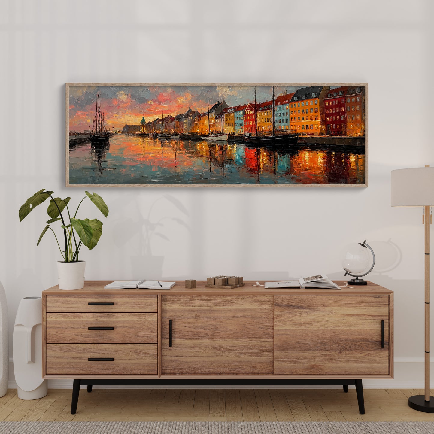 Colorful Harbor Sunset Cityscape