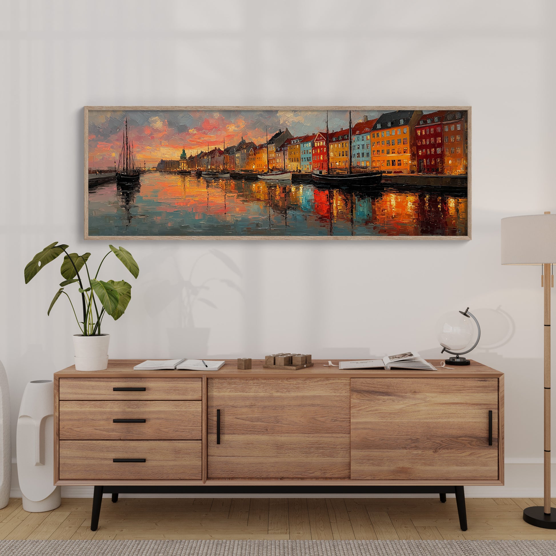 Colorful Harbor Sunset Cityscape